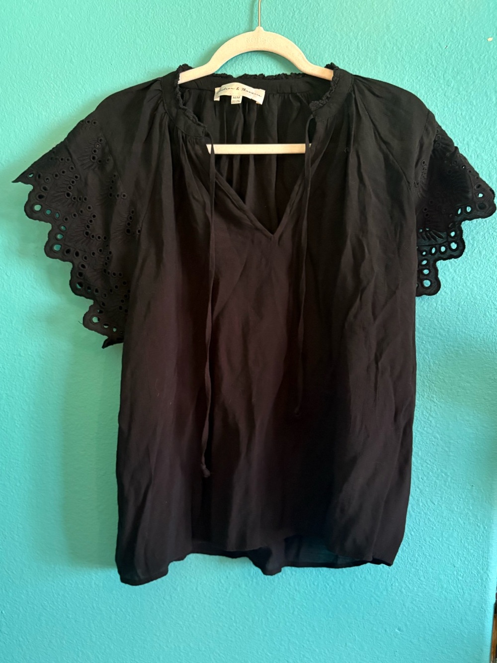 Chelsea and Theodore crochet kimono sleeve blouse
